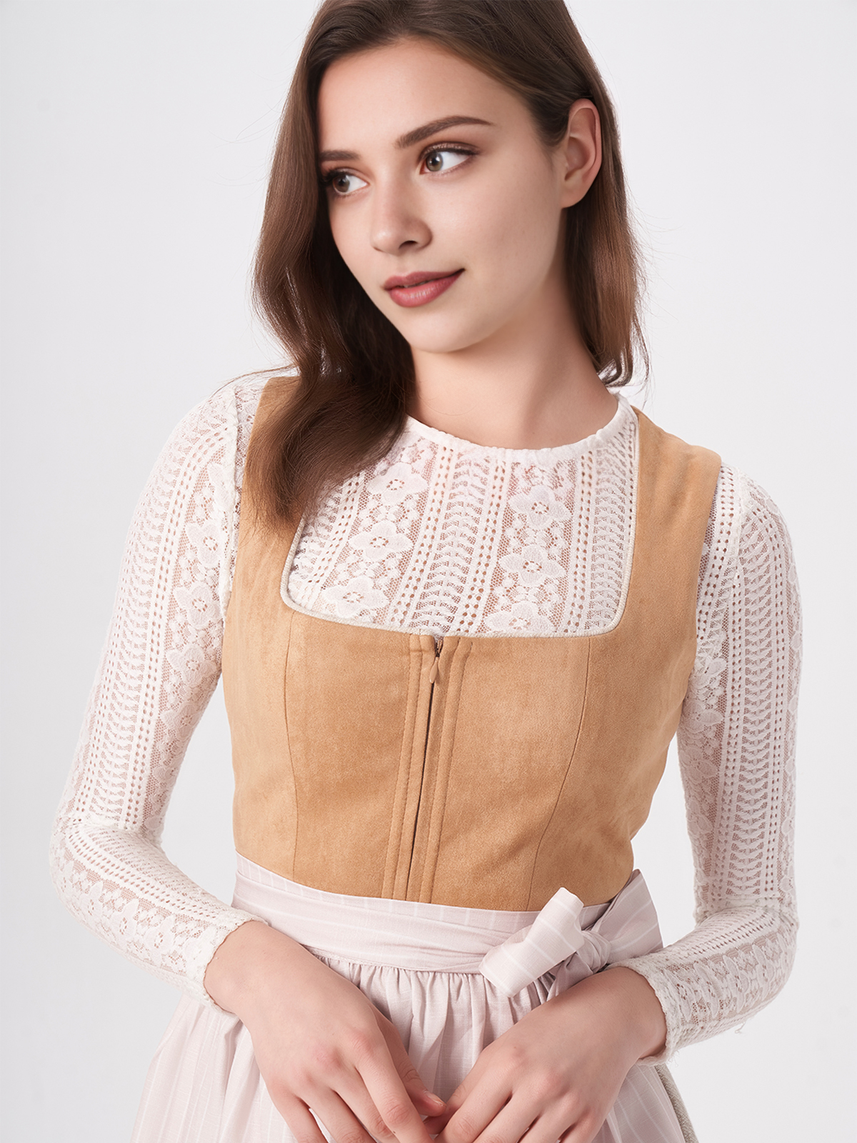 Dirndl Tannengrün in Braun-Optik