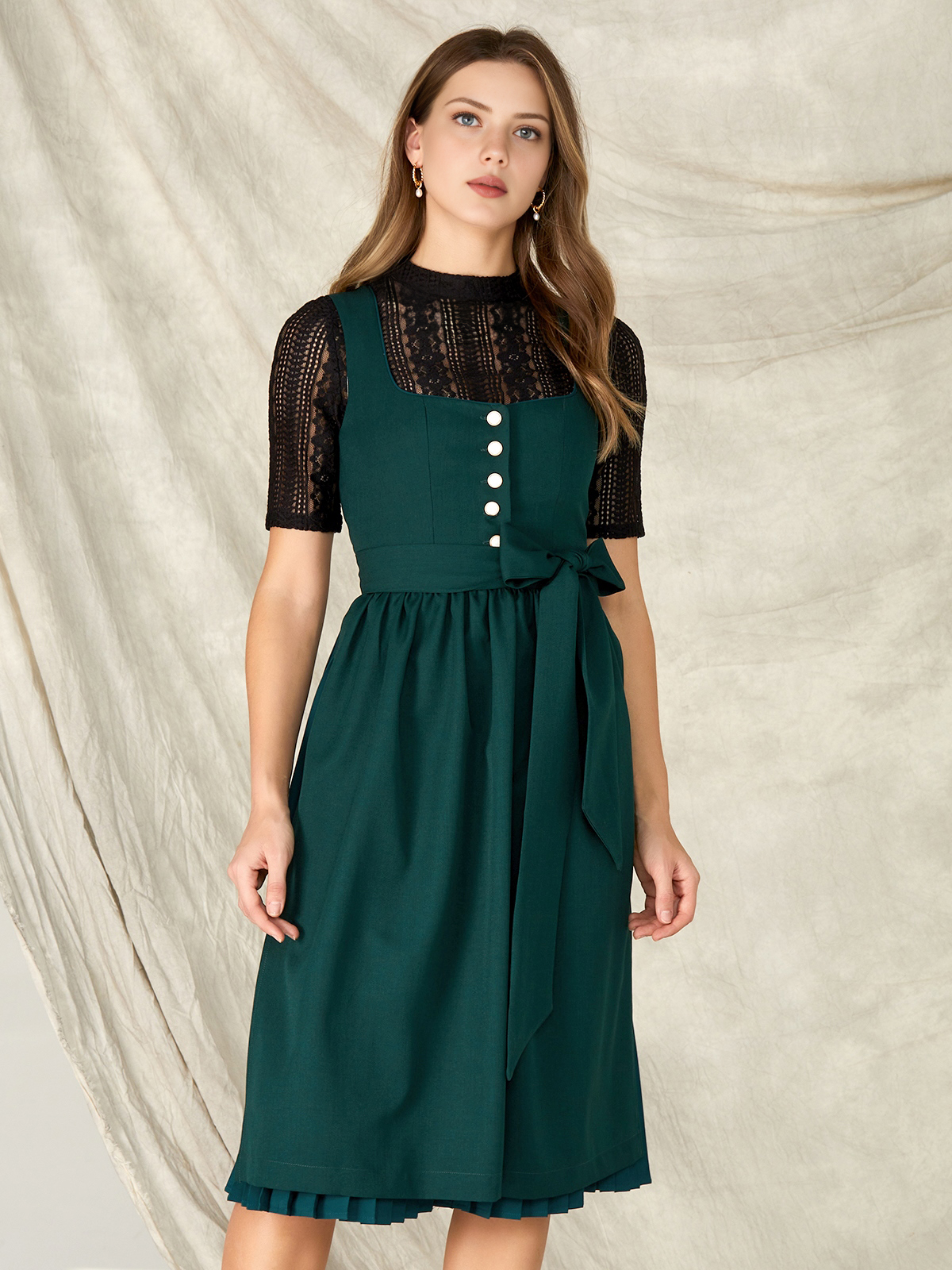 Midi Dirndl Rot in Grün